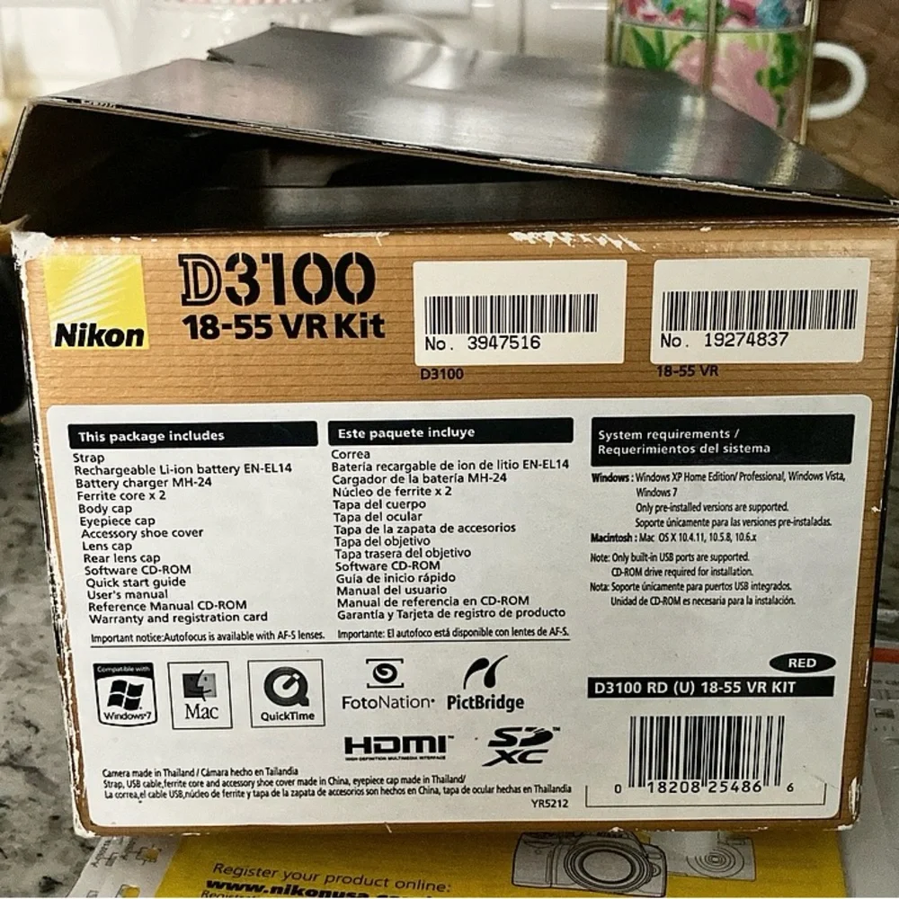 Like New Red Nikon D3100 Digital SLR Camera with 18-55mm NIKKOR VR Lens